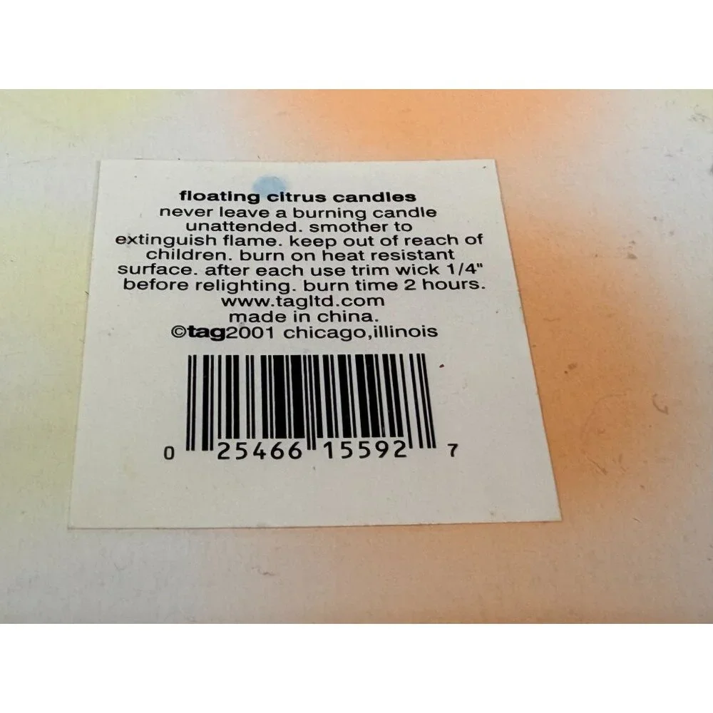 Vintage NIB Tag Floating Citrus Candles Set Of 9 Grapefruit Lime & Orange Fruit - Picture 7 of 8